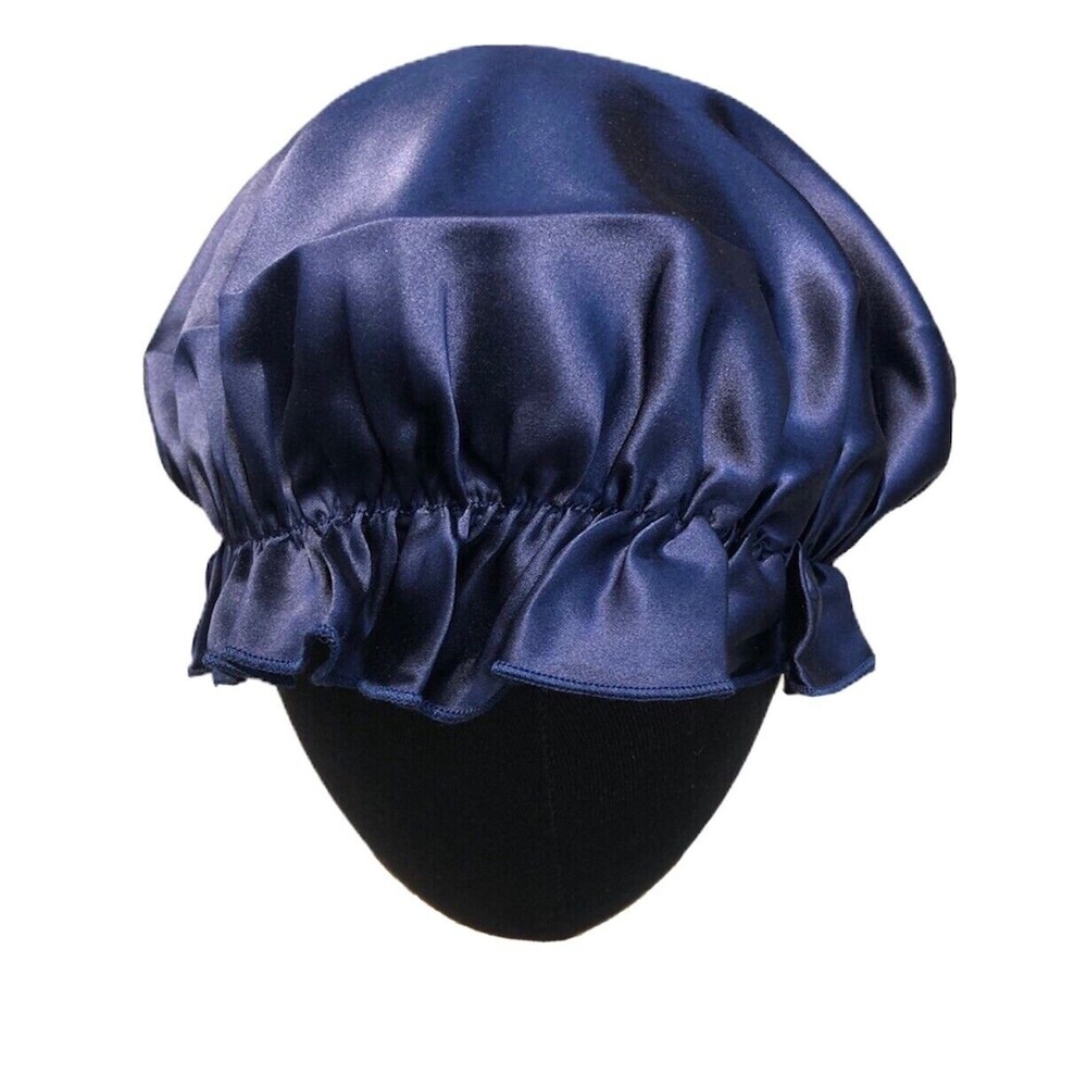 New Blue Mulberry Silk Hair Cap Cover Sleeping Bonnet For Adults Unisex Styling